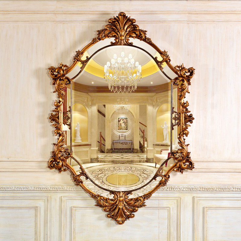 Aurora Solid And Engineered Wood Mirror, Antique Gold