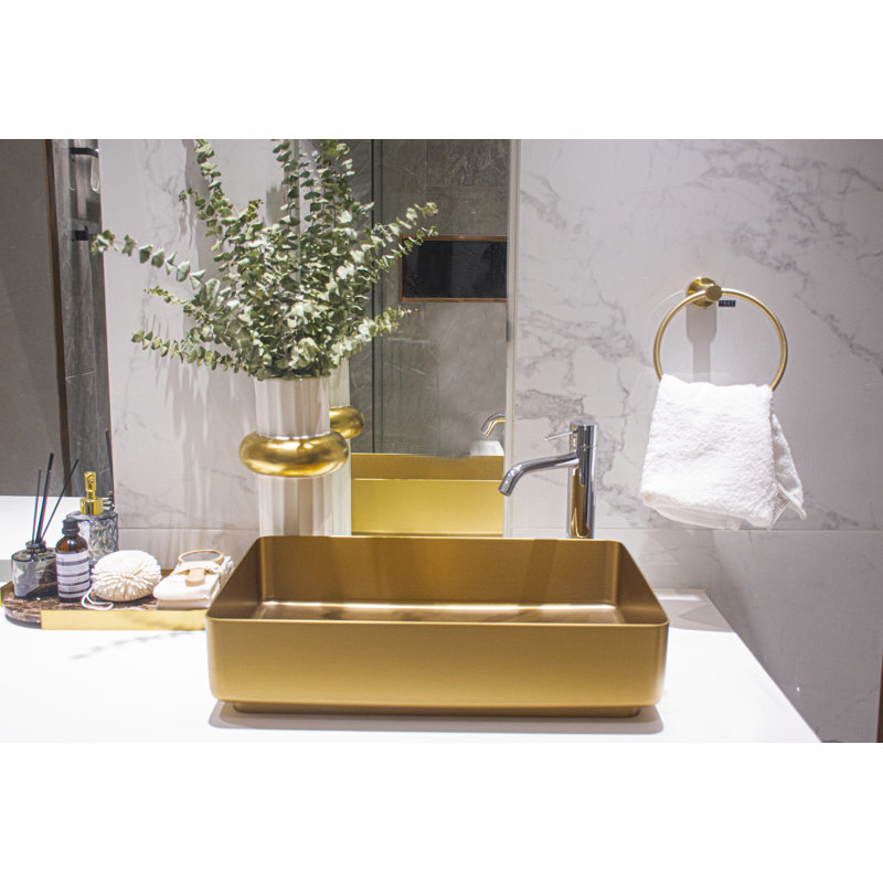 Selected 13.62'' Stainless Steel Square Bathroom Sink, Bronze