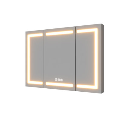 60x36 Inch LED Bathroom Mirror Cabinet - Touch Control, Anti-Fog, Memory & Built-in Outlet