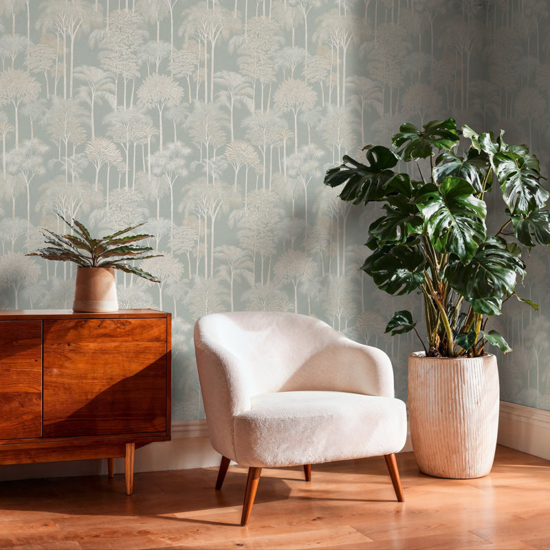 Havana 2 Collection Palm Trees Wallpaper Roll, Navy/Gold