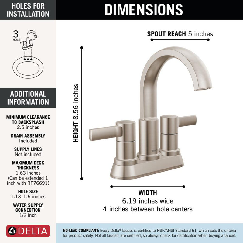 Two Handle Centerset Bathroom Faucet, Spotshield Brushed Nickel