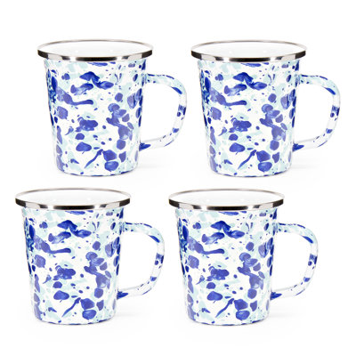 Set of 4 Solid Red Latte Mugs