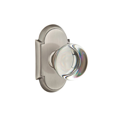 Emtek Privacy Knobset w/ #8 Rosette and Providence Glass Knob