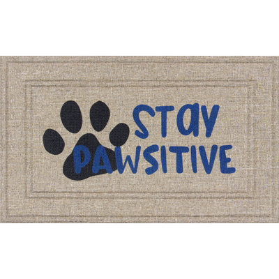 Stay Pawsitive Blue Sisal Non-Slip Indoor Outdoor Doormat