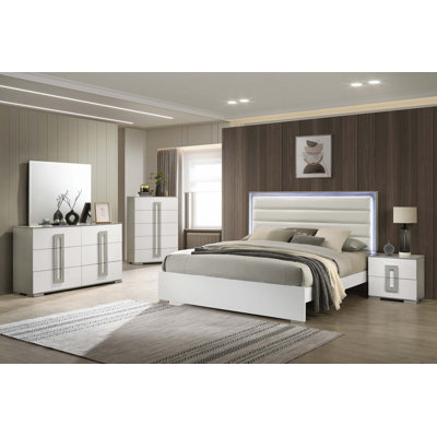 5 Pc Bedroom Set With LED Headboard