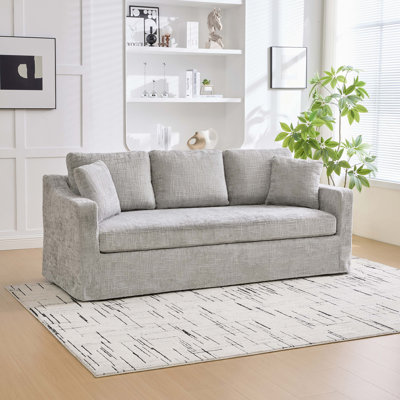 83.86" Wide Modern Casual Sofa, Chenille Fabric, Deep Seat, Three-Seater, With Removable Upholstery Cover, Suitable For Living Room, Bedroom, Apartment