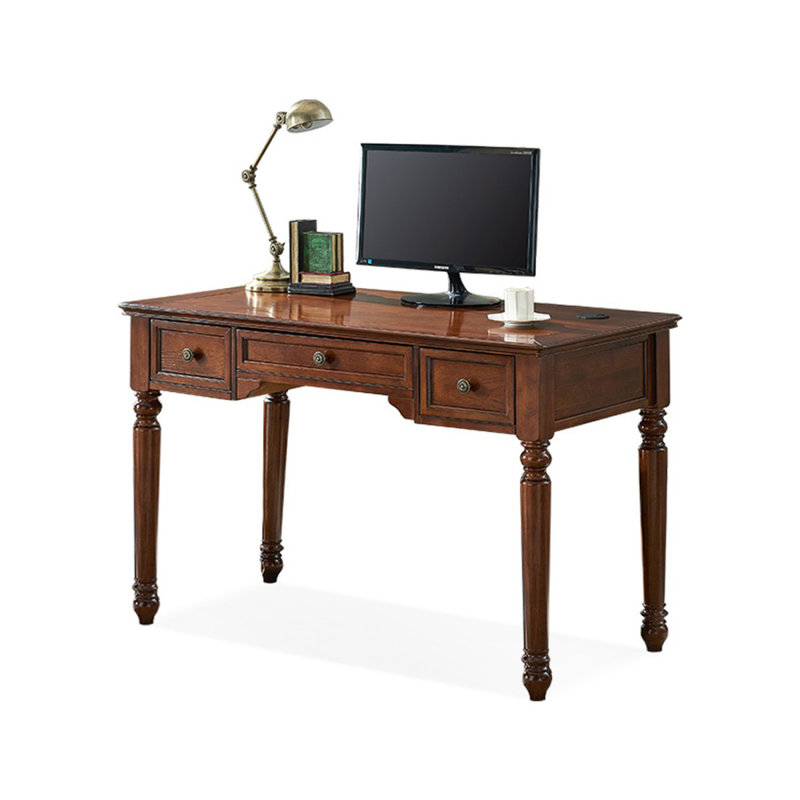 Bureau rectangulaire en bois massif brun noisette, 30.71" H x 55.12" W x 23.62" D