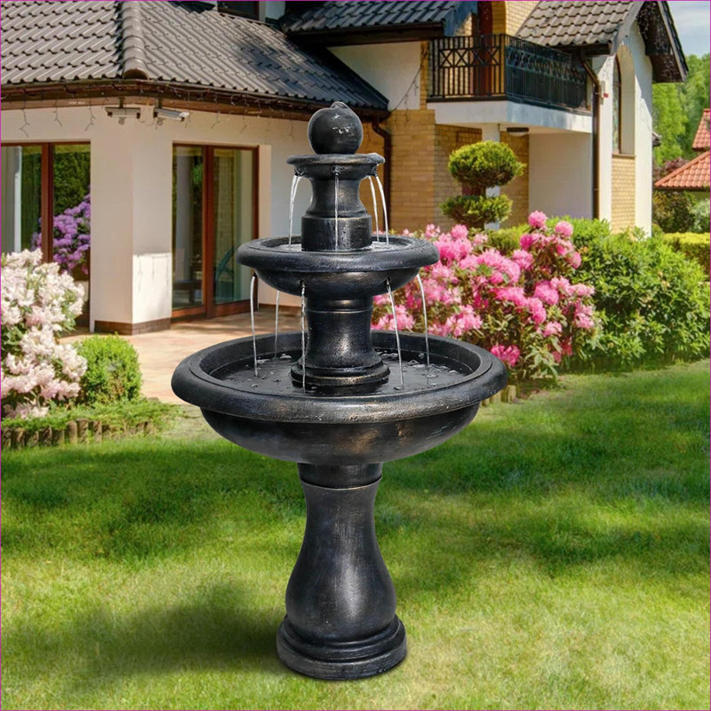 Ourrco 45.2'' 3-Tier Fiber Reinforced Concrete Outdoor Water Fountain