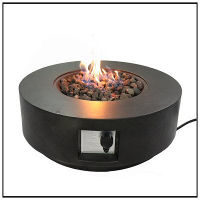 Table de foyer d'extérieur au gaz propane en béton armé durable H 11 po x l 30 po avec couvercle