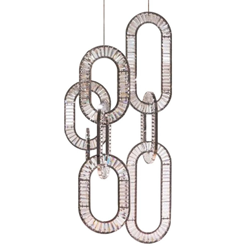 Lustre Unique, Fumée, H 92 po x l 36 po x P 36 po, Nickel poli
