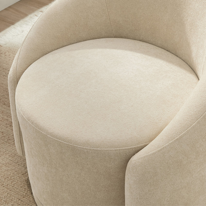 Fauteuil d'appoint tonneau pivotant Pierre, Crème