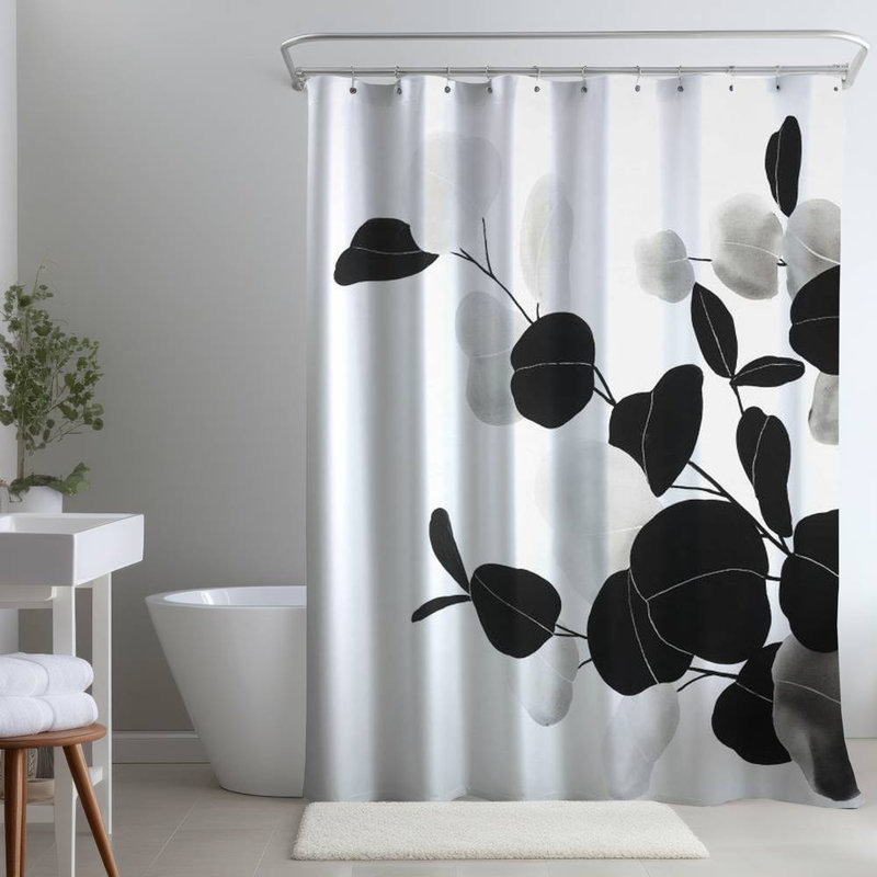 Floral – Polyester Shower Curtain, Dye Sublimation Print, 71" W × 74" L