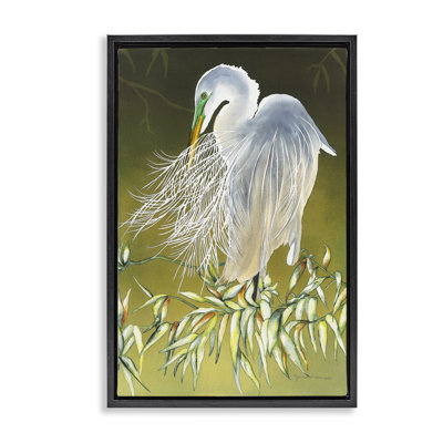 Toile héron avec plumes détaillées par Christine Reichow