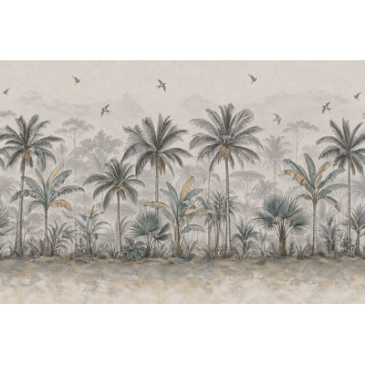 Papier peint paysage tropical tropical beige neutre