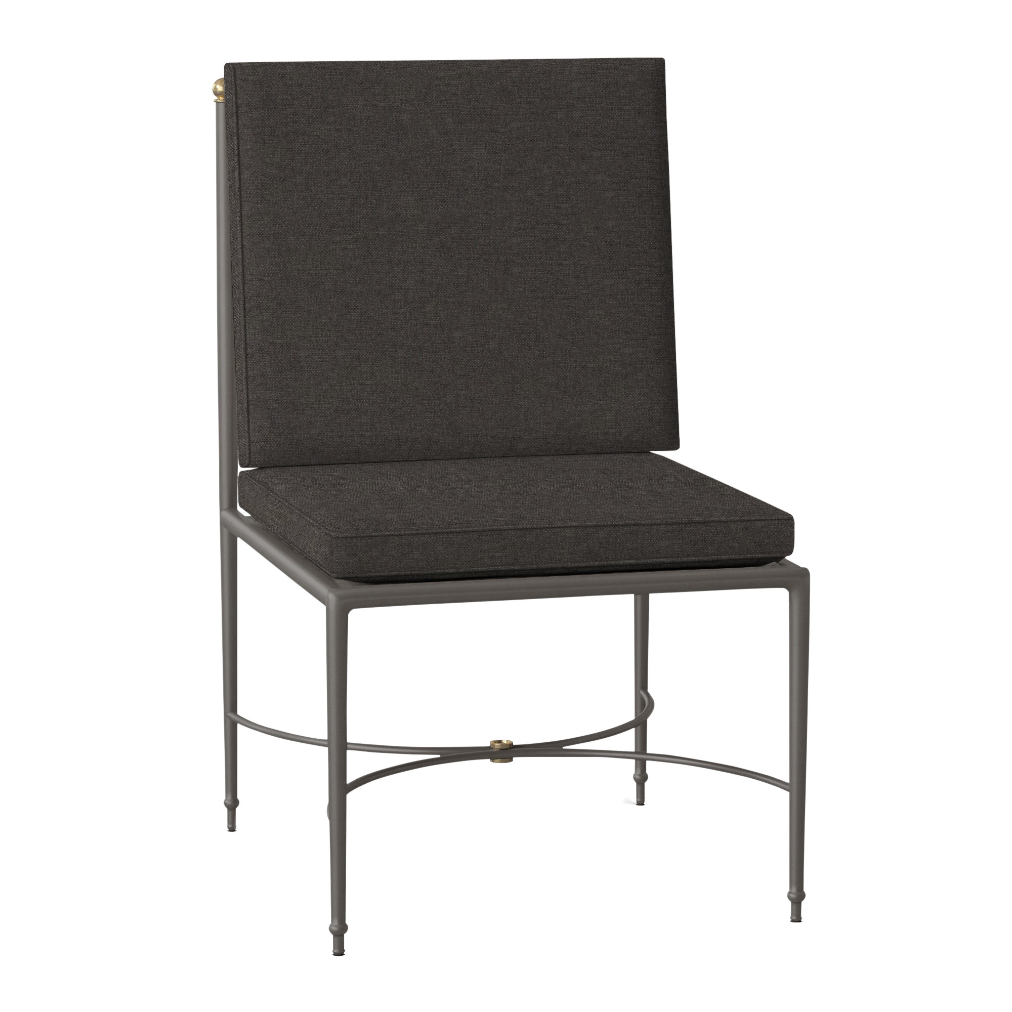 Roma Wrought Aluminum Outdoor Side Chair, Natural White, Welt