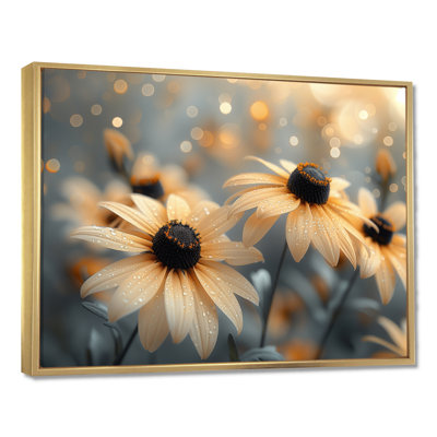 Monochromes de marguerites dans un champ brumeux I - marguerites