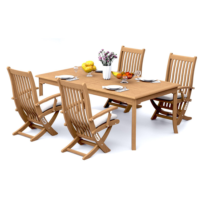 Warwick Teak Wood Patio Dining Set with, 4