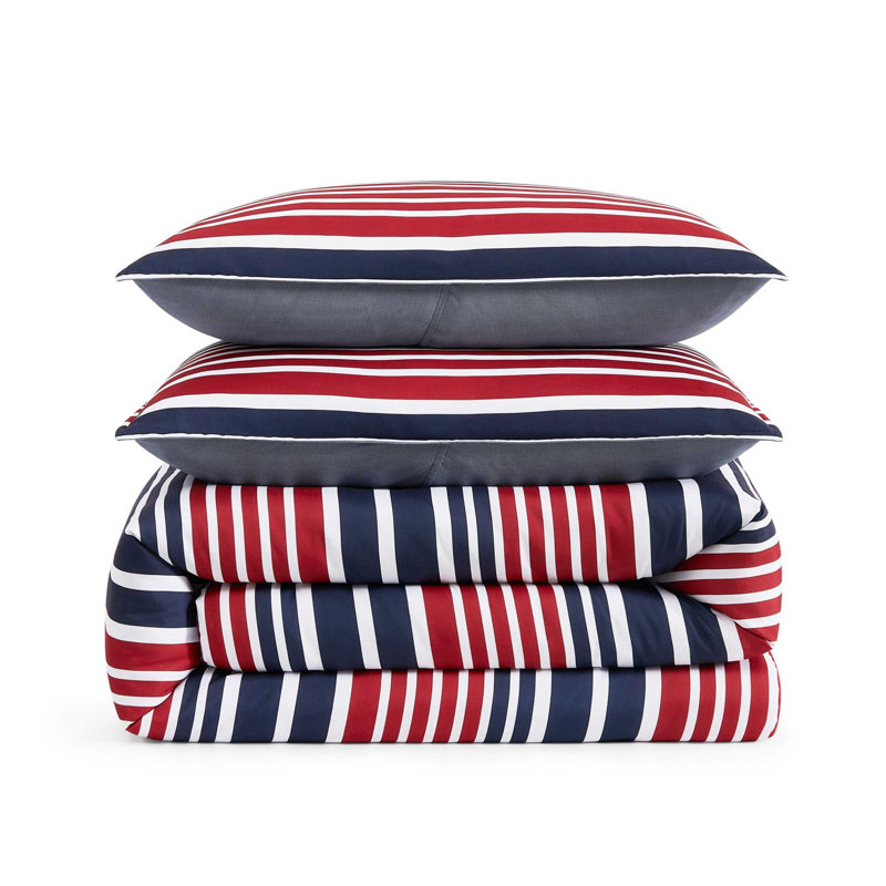 Ensemble d'édredon réversible Tommy Hilfiger, Édredon pour lit simple + 1 taie décorative stan