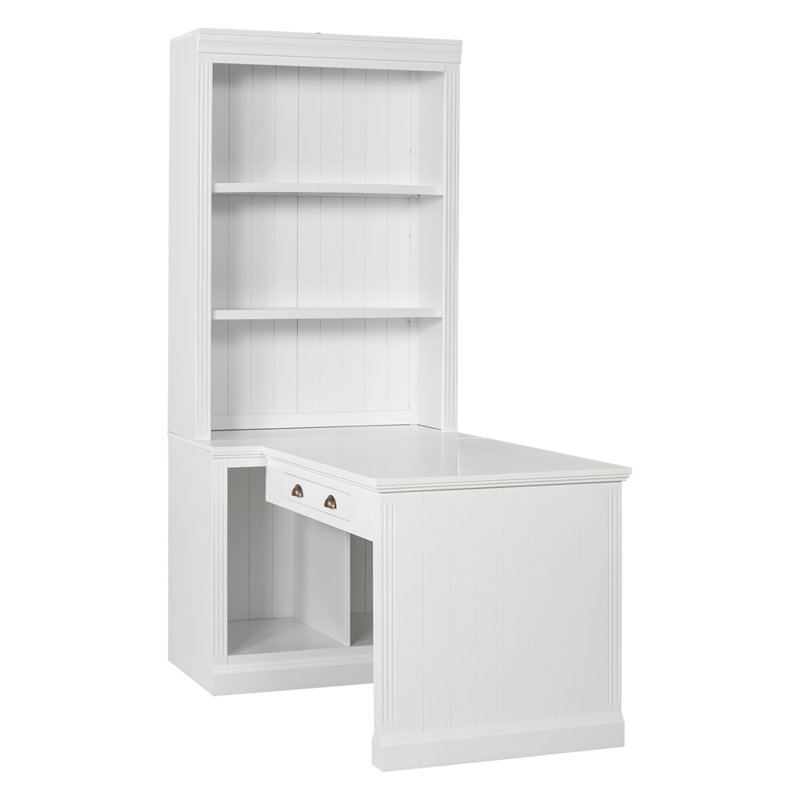 Modern Bookcase with Study Desk, Workstation with Storage and LED Lighting for Home Office, Living Room