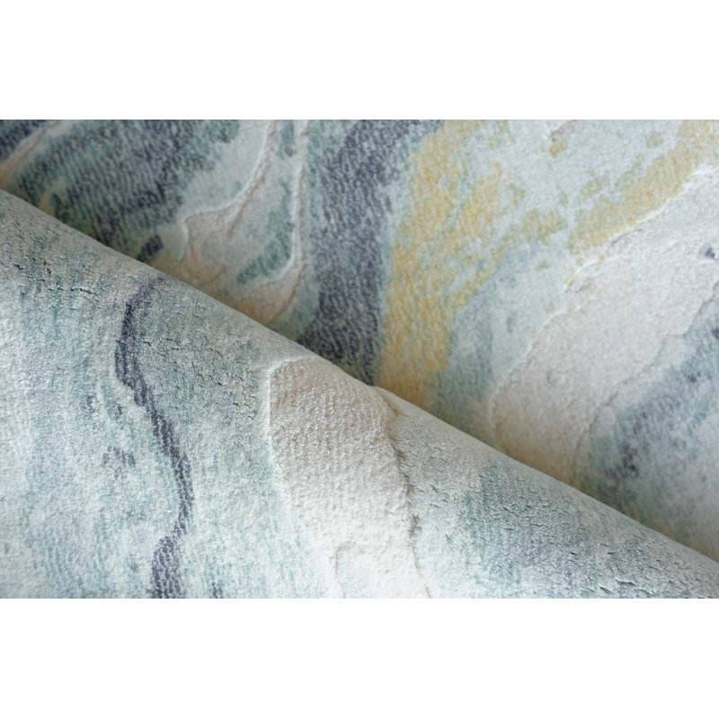 Gianni Abstract Area Rug in Blue/Gold/Ivory, Rectangle 9' x 12'