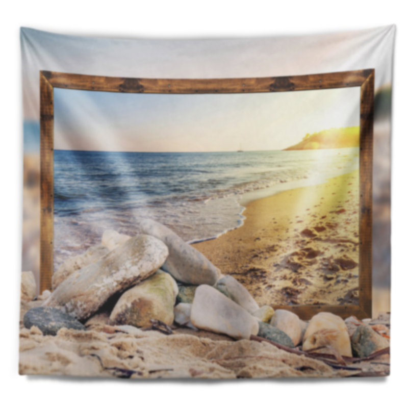 Tapisserie de plage à rochex de mer à effet encadré, H 32 po x l 39 po