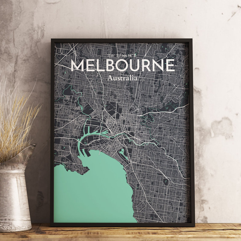 Melbourne City Map - No Frame Print, 70.1cm H x 50cm W x 0.1cm D