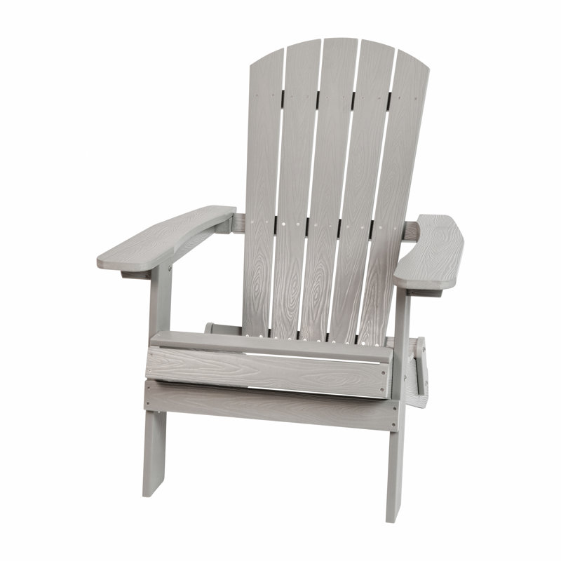 Balasi Indoor/Outdoor Folding Adirondack Chairs with Side Table, Gray