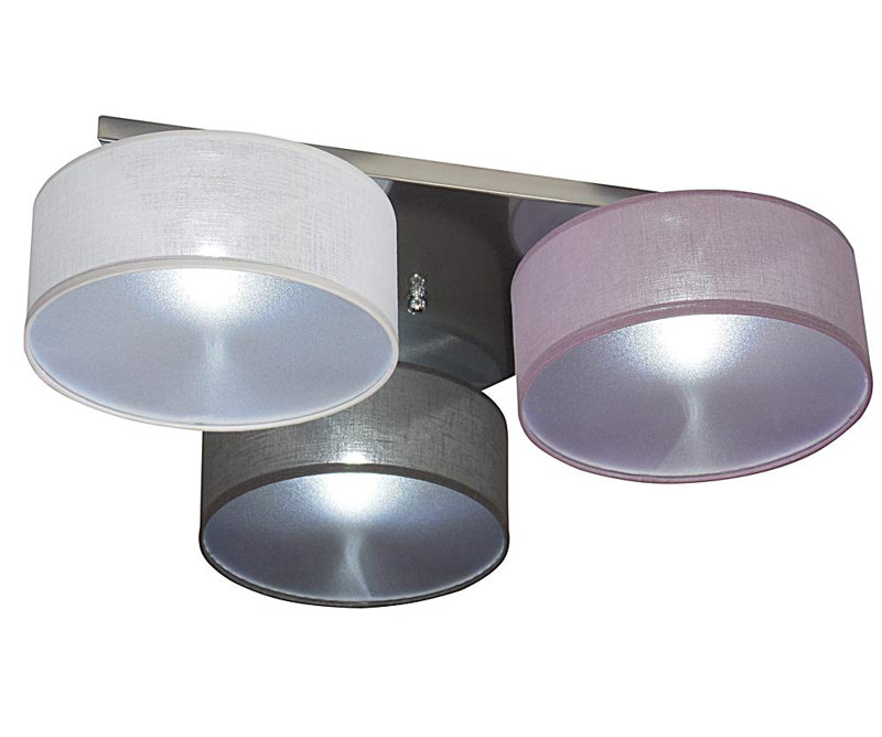 Pulley Fabric Semi Flush Mount, White/Purple/Anthracite