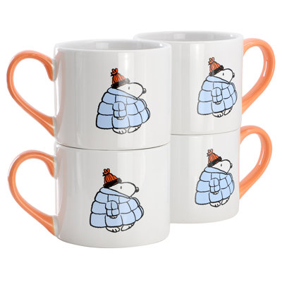 Ensemble de grandes tasses empilables en grès empilables 4 pièces Peanuts