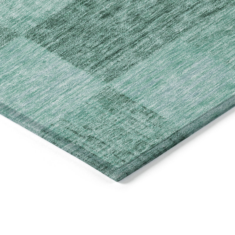 Seafoam Rectangular Machine Washable Indoor/Outdoor Rug