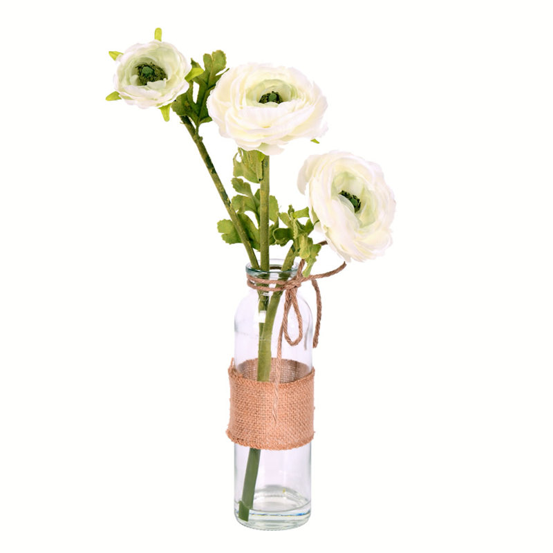 Camélia artificiel en verre 15 po, Crème