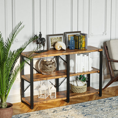 Console Table 3 Tiers Rustic Entryway Console Table, Long Hallway Table For Living Room, Industrial Style, Vintage Brown
