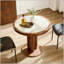Table de salle à manger Mid-Century ronde avec plateau en pierre frittée et pieds cannelés
