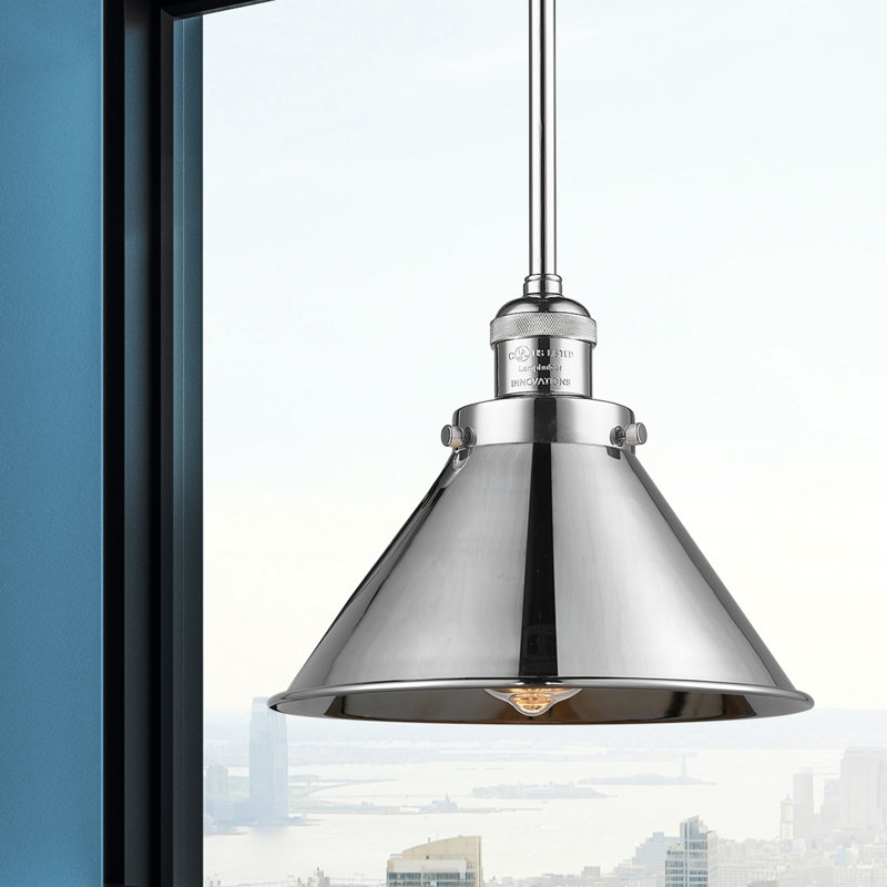 Luminaire suspendu conique à 1 lumière Paylor, Ampoule non incluse, Chrome poli, Chrome poli