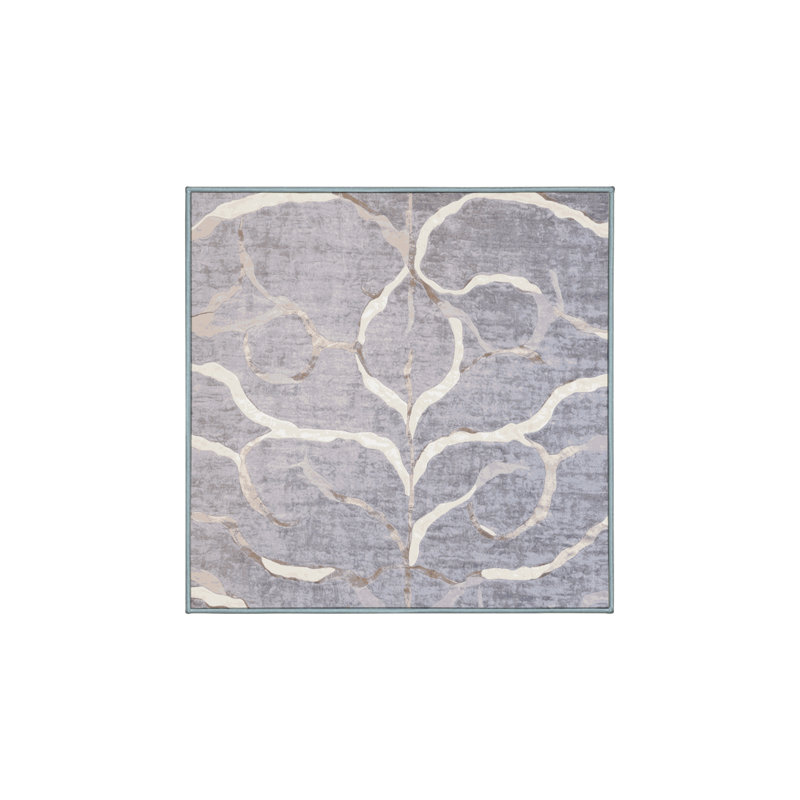 Machine Washable Blue Area Rug, Square 5'