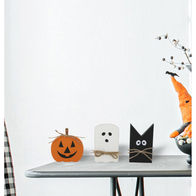 Ensemble de 3 décorations de table d'Halloween, blanc: 4,8 x 8 po Noir: 4,5 x 8 po Orange: 6,7 x 7 po