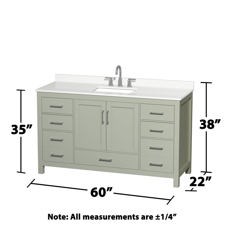 Sheffield 60" Bathroom Vanity Set with 58" Mirror, White Cultured Marble, Gray, Single-Hole