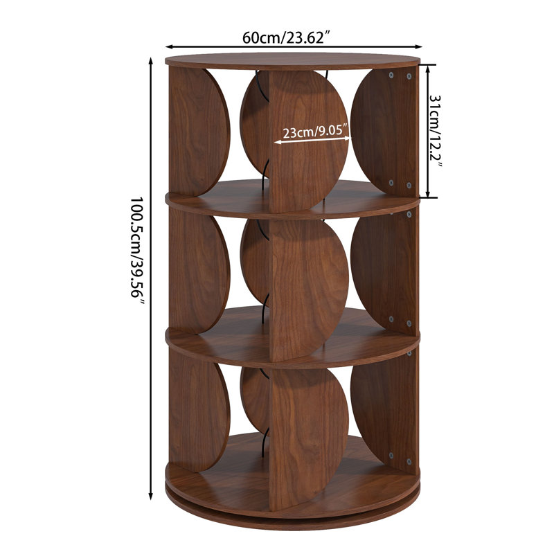  3 Tier Rotating Bookshelf, 360 Spinning Corner Bookcase Tower, Round Bookshelf, Floor Standing Book Shelf Organizer For Bedroom And Living Room