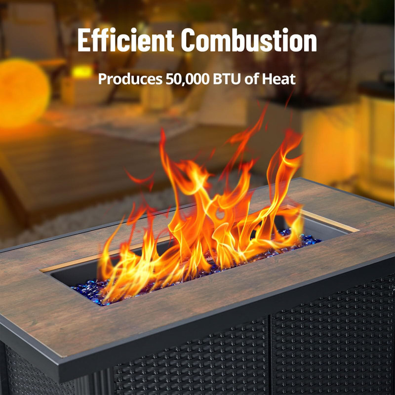 44 Inch Rectangular Propane Fire Table