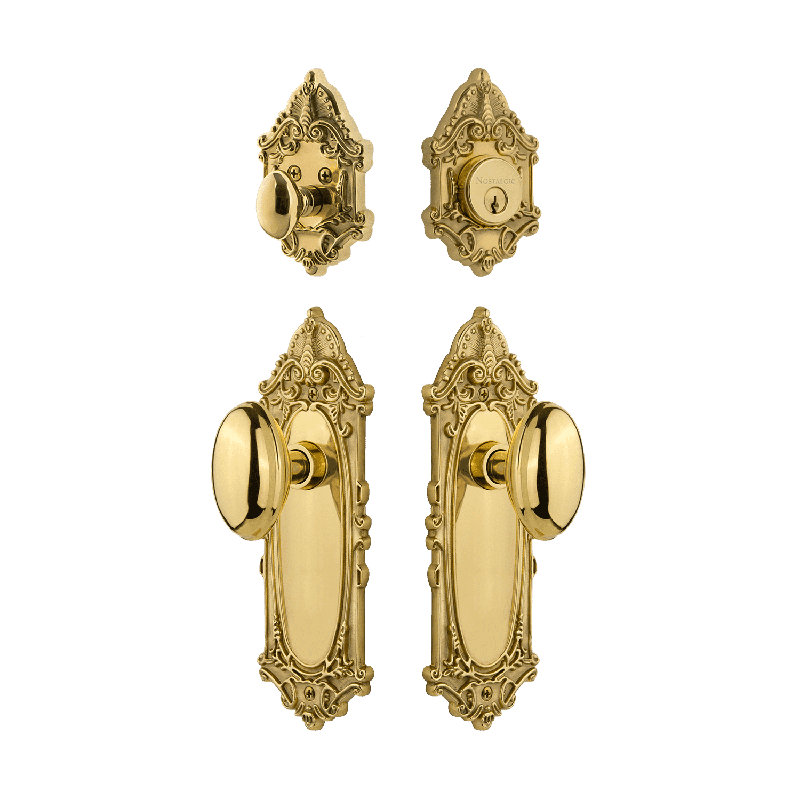 Nostalgic Warehouse Victorian Entry Set with Homestead Knob, Unlacquered Brass, 2.75