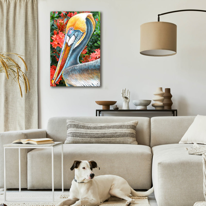 Acrylique mural «Pelican» par Tim Jeffs, H 36 po x l 24 po