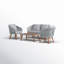 Ensemble de conversation de patio en bois massif avec coussins Larry -284873609-284873607