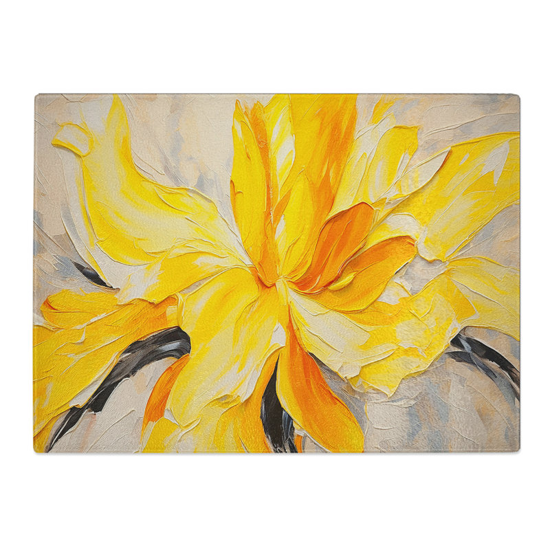 Daffodil Flower Action No.2  Glass Chopping Board