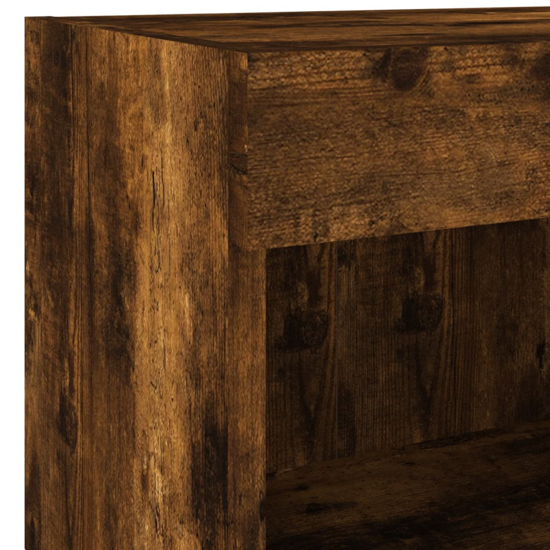 Baro Unfinished TV Stand with Fireplace Included, Smoked Oak