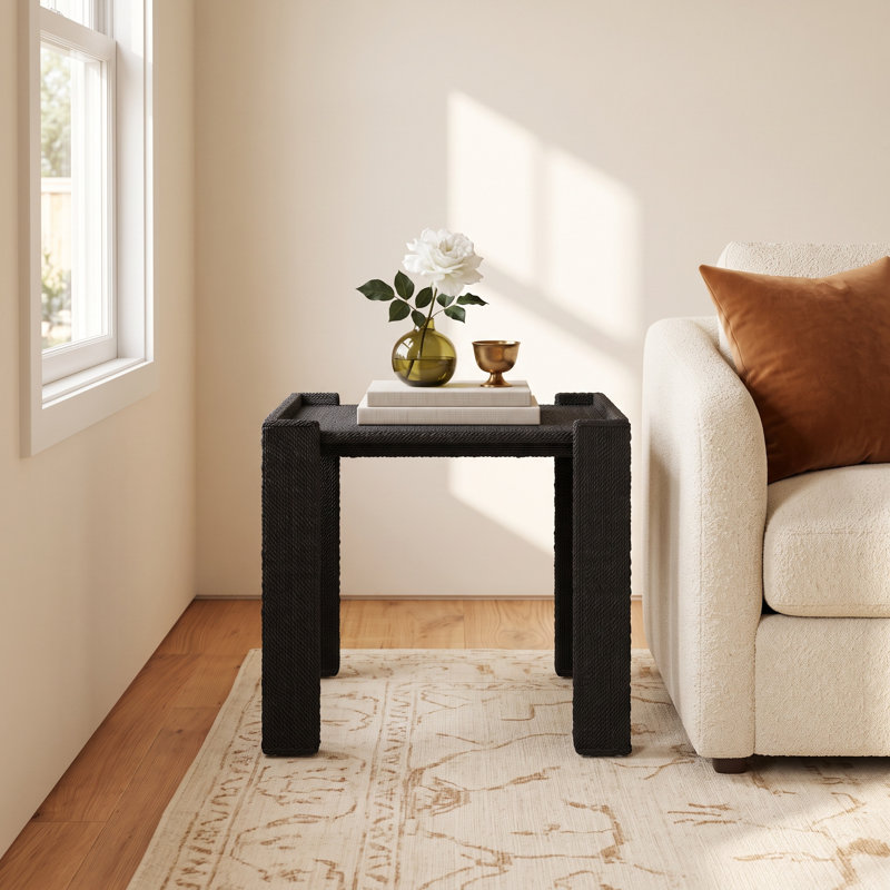 Criston Sea Grass Accent Table, Black