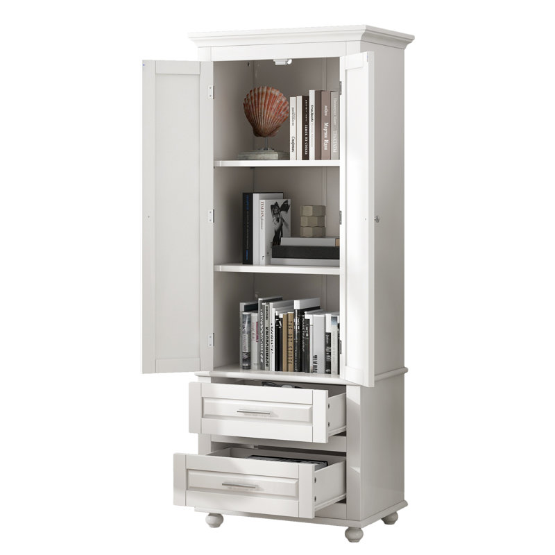 Armoire de rangement autoportante blanche 62,5 po à 3 tiroirs pour salle de bain / bureau