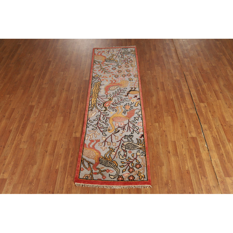 Tapis de couloir indien animaux en laine Ziegler 2x8