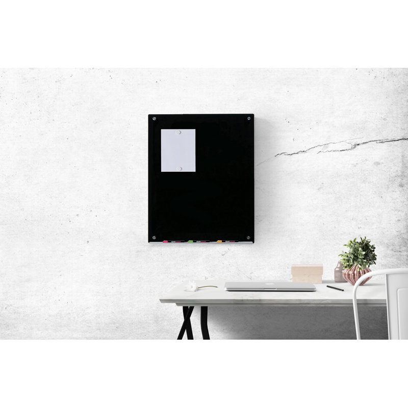 Panneau de verre magnétique mural noir, H 35,43 po x l 23,62 po x P 0,17 po