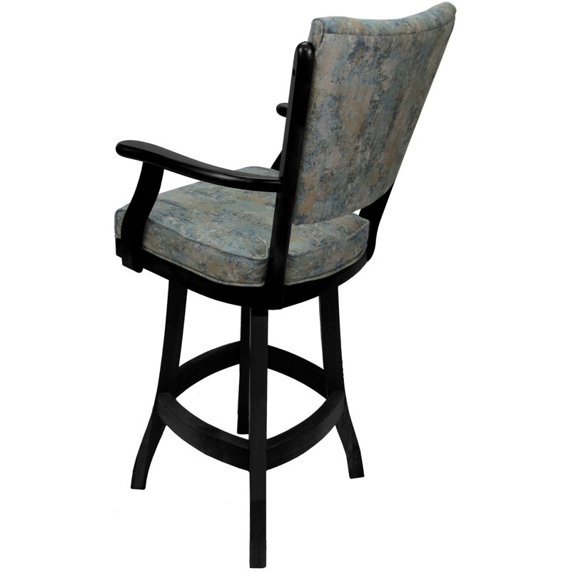 Irminger Classic Swivel Wood Extra Tall Stool, Blue Polyester Blend/Black Frame, Extra Tall (34" Seat Height)