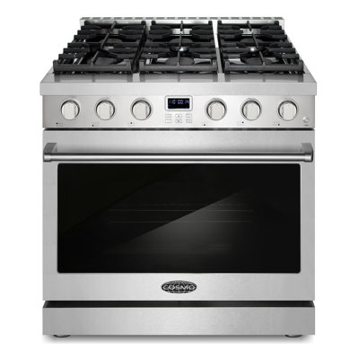 Cosmo 36 po Collection Lumin 6,1 pi³ Cuisinière au gaz avec 6 brûleurs scellés et four à convection en acier inoxydable